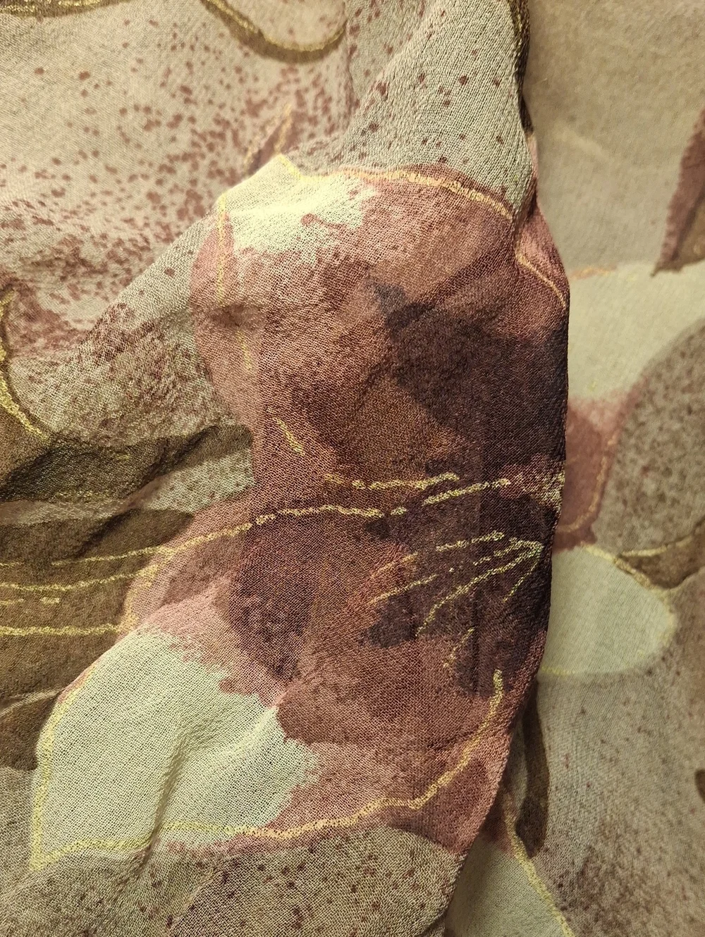 Bill Blass Sheer Floral Scarf in Mauve and Cream